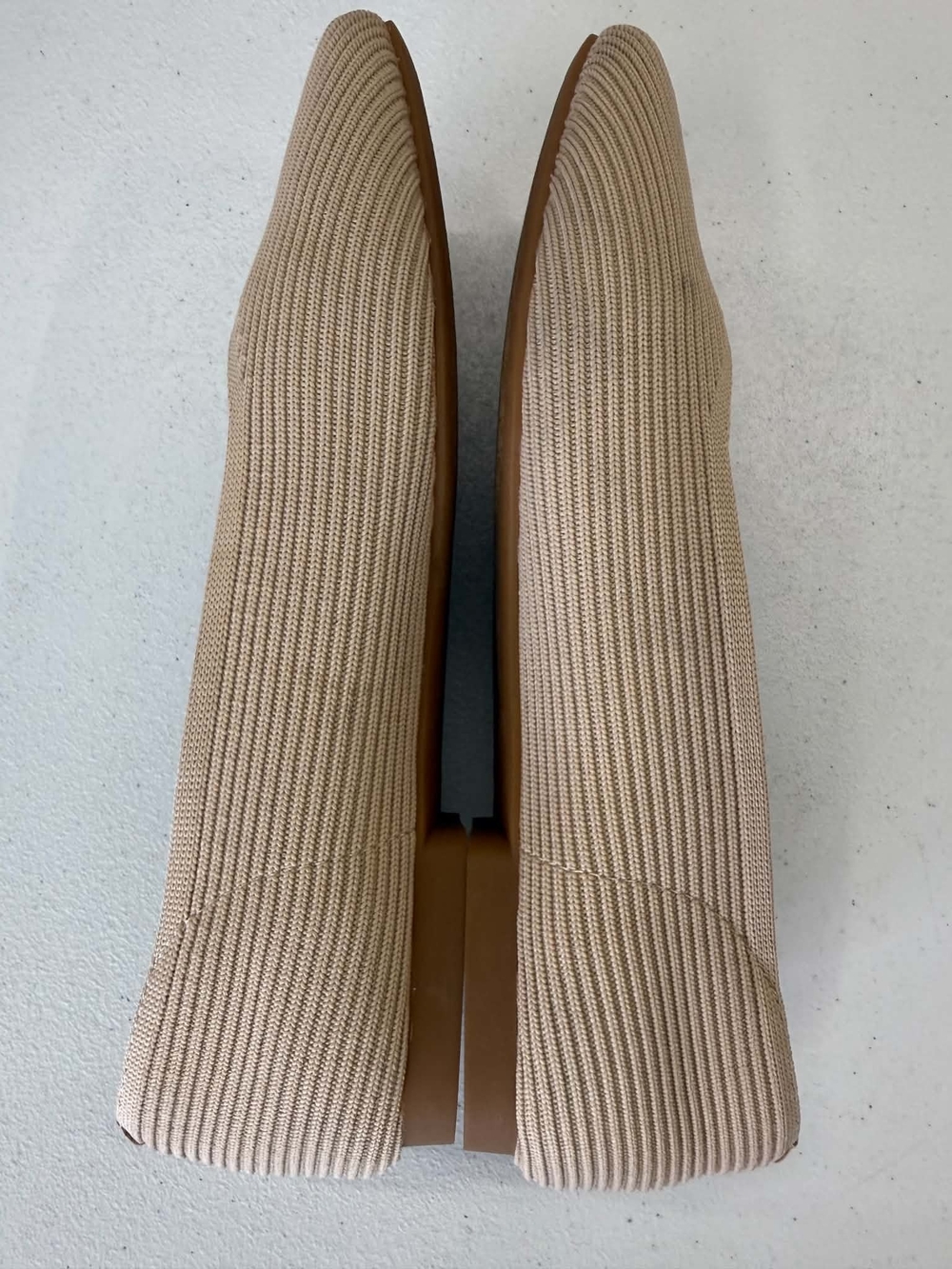 Vivaia Square-Toe V-Cut Flats (Margot 2.0 Beige Ribbed Knit Ballet Flats - Picture 8 of 11
